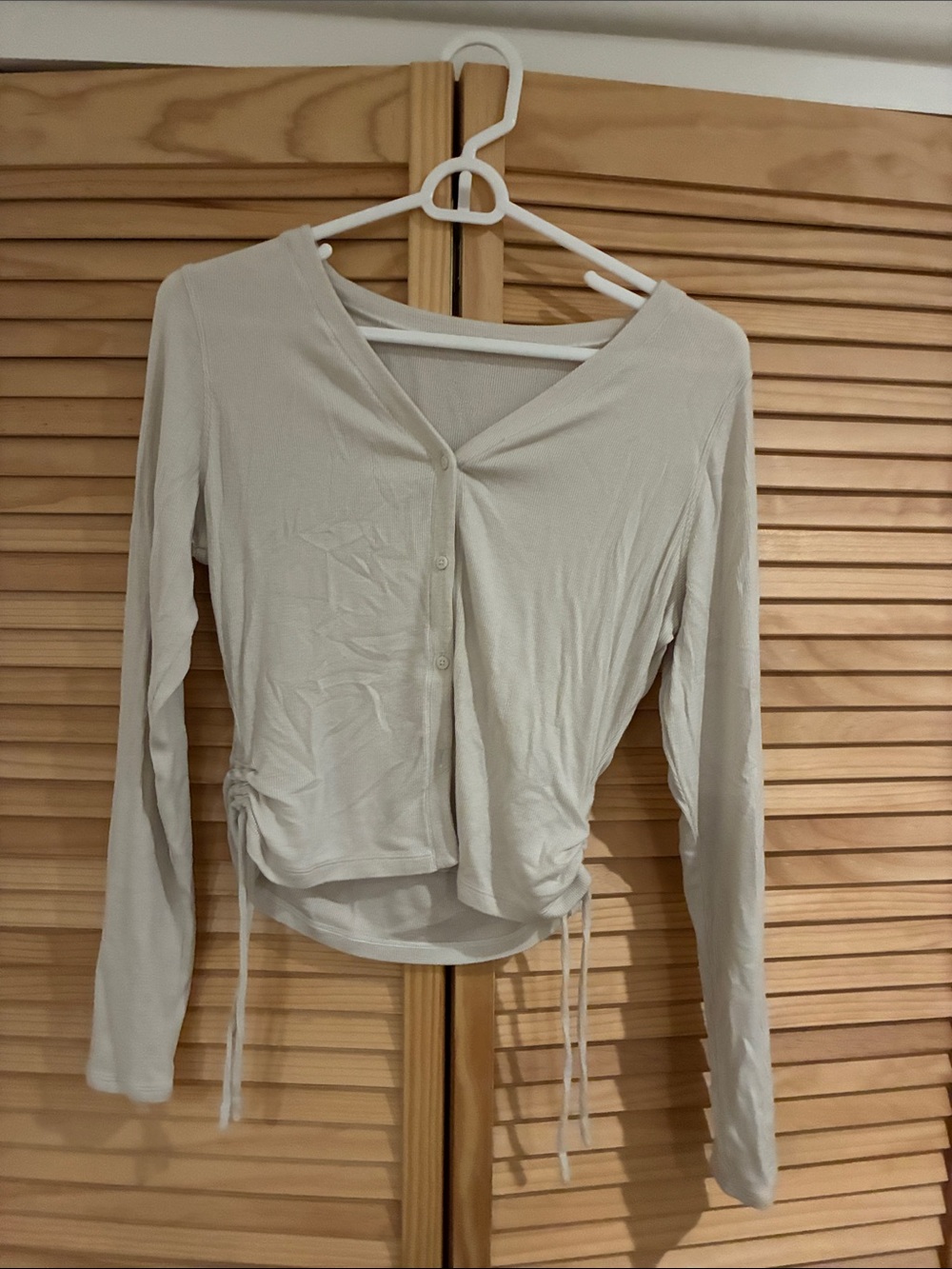 lululemon athletica Cream Long-Sleeve Button Front Top with Side Ties